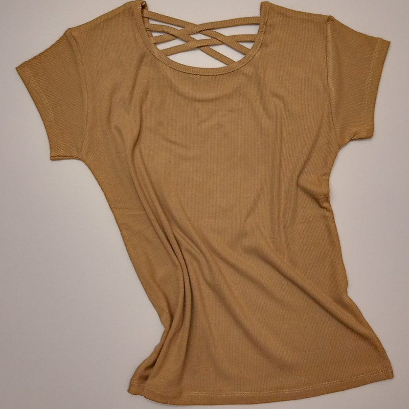 بلوز آستین کوتاه زنانه مدل پشت بند ضربدری