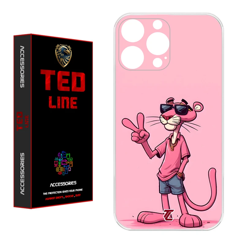 کاور تد لاین طرح پلنگ صورتی کد 1110 مناسب برای گوشی موبایل اپل Iphone 13 Pro 