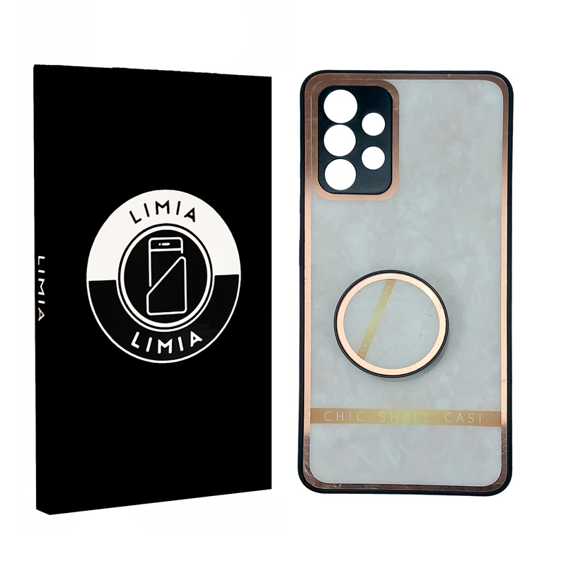 کاور لیمیا مدل فانتزی لنزدار پشت شیشه ای طرح صدفی کد 431 مناسب برای گوشی موبایل سامسونگ Galaxy A52s/A52 به همراه پاپ سوکت