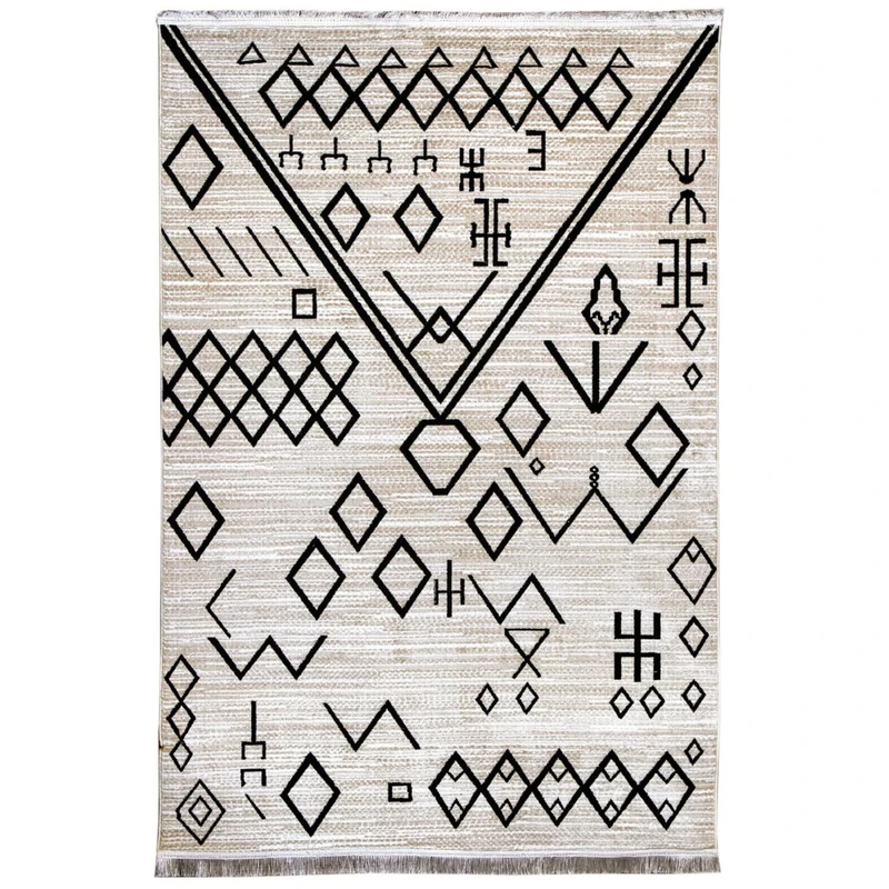 فرش ماشینی 500شانه کرامتیان زمینه کرم طرح مراکشی