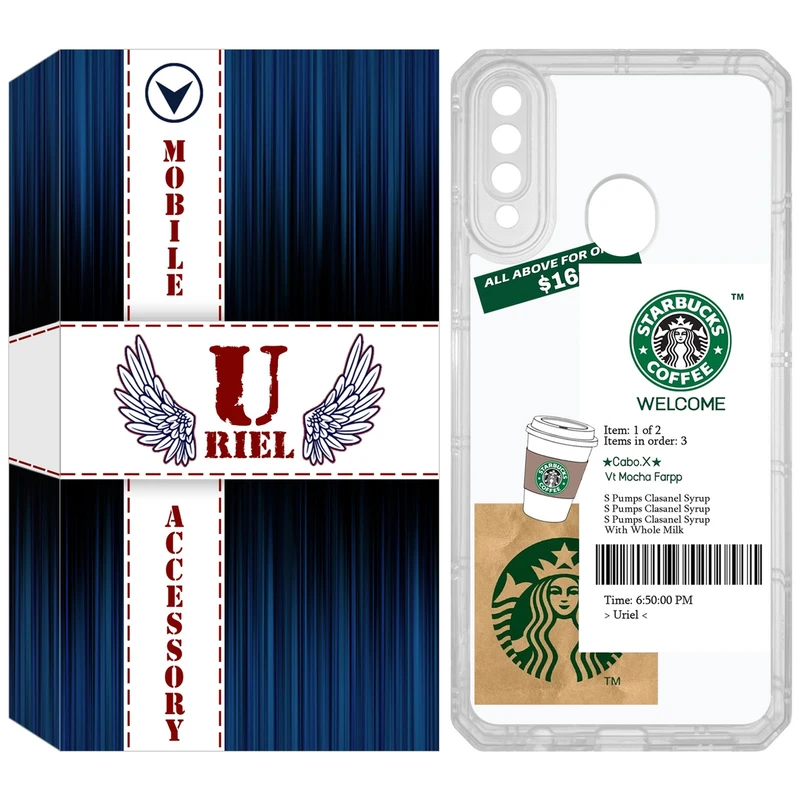 کاور یوریل مدل Clear کد 4 طرح استارباکس مناسب برای گوشی موبایل سامسونگ Galaxy A20s
