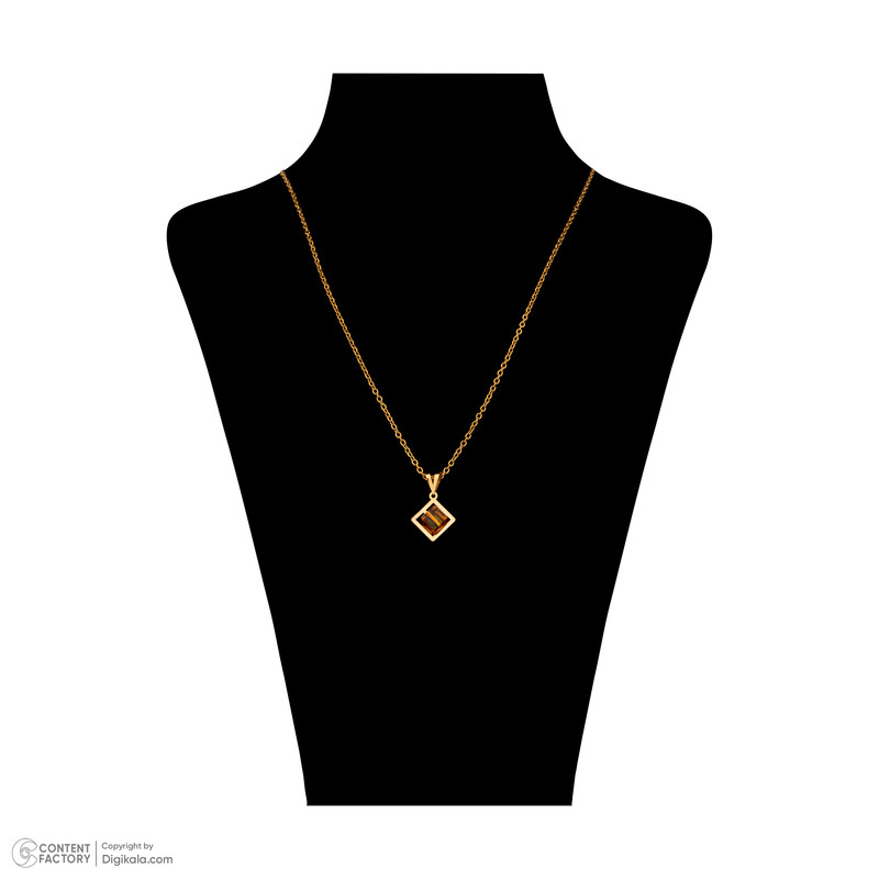 گردنبند طلا 18 عیار زنانه ناریا مدل مکعب رنگ نارنجی