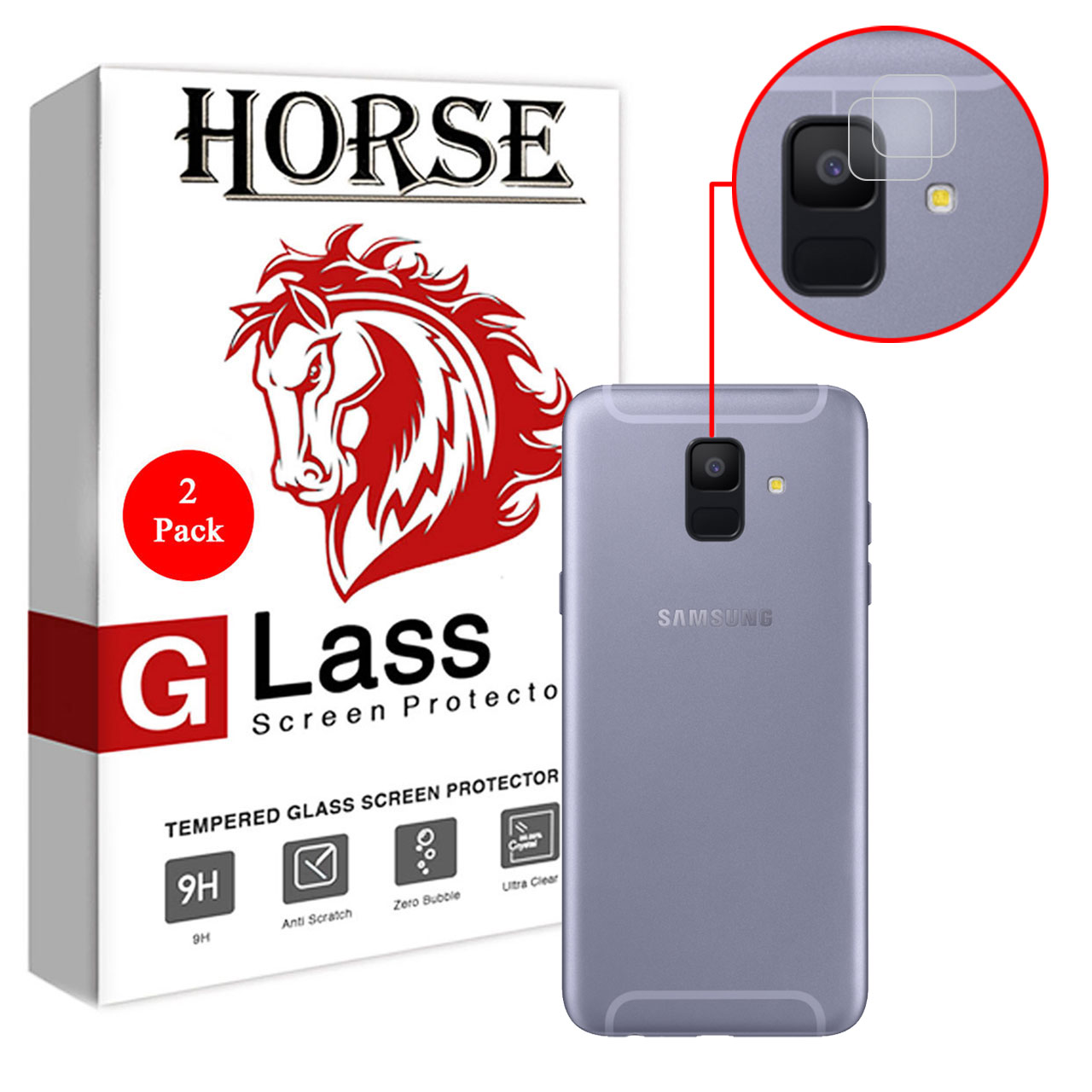 محافظ لنز دوربین هورس مدل UTF مناسب برای گوشی موبایل سامسونگ Galaxy A6 2018 بسته دو عددی