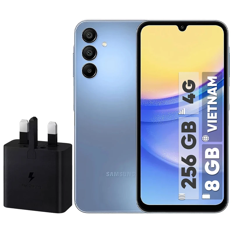 Samsung Galaxy A15 - 2 SIM | 256GB - 8GB RAM  with 15W Samsung Charger - Vietnam
