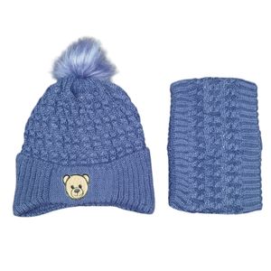 ست کلاه و شال گردن بافتنی بچگانه مدل داخل خز MR