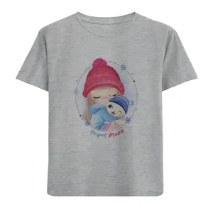 تی شرت آستین کوتاه دخترانه مدل دختروگربه D30