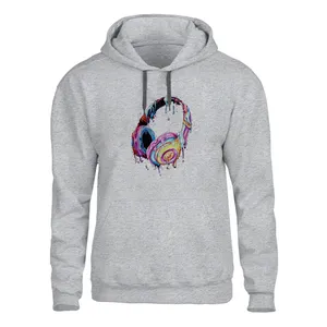 هودی مردانه مدل هدفون کد SH24 رنگ طوسی