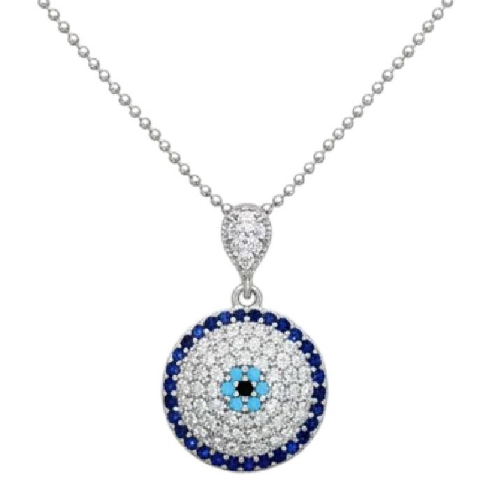 گردنبند نقره زنانه مدل چشم نظر کد ۶۶۵