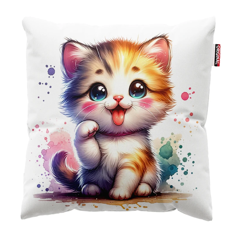 کوسن پاد آفرین مدل گربه کیوت بامزه فانتزی کد PK401950 سایز 40*40 سانتی متر