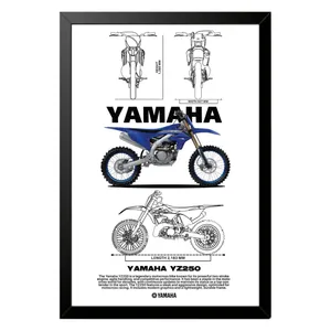 تابلو بکلیت طرح موتور سنگین یاماها YAMAHA YZ250 مدل b-po1546 فریم مشکی