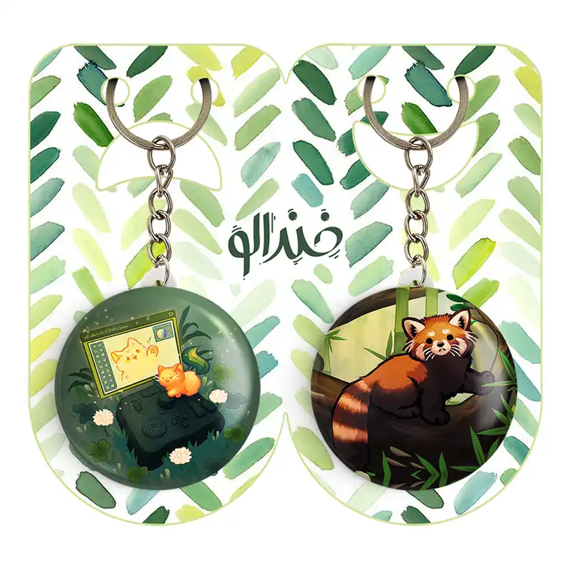 جاکلیدی خندالو مدل راکون و گربه حیوانات بامزه کد 2106721066 مجموعه 2 عددی