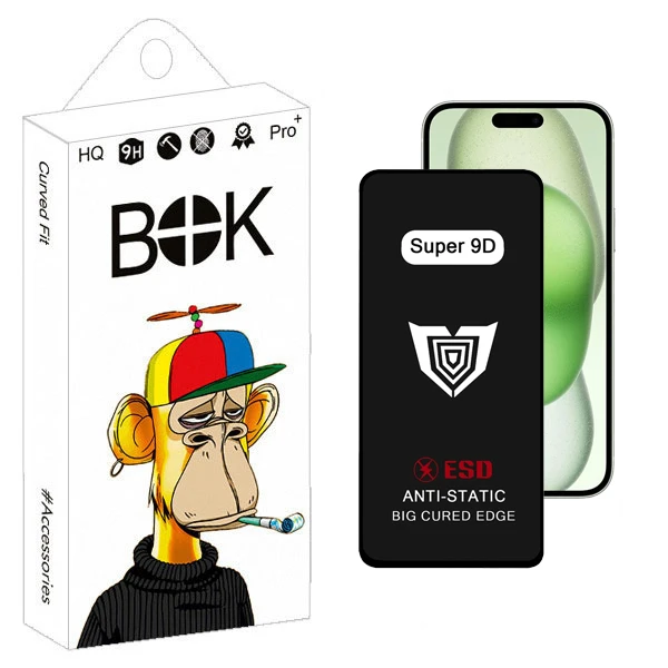 محافظ صفحه نمایش بوک مدل Super 9D Touch مناسب برای گوشی موبایل اپل Iphone 15