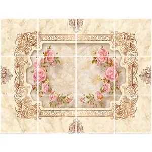 تایل سقفی طرح قاب و گلهای صورتی کد 3D1421-12 سایز 60x60 سانتی متر مجموعه 12عددی