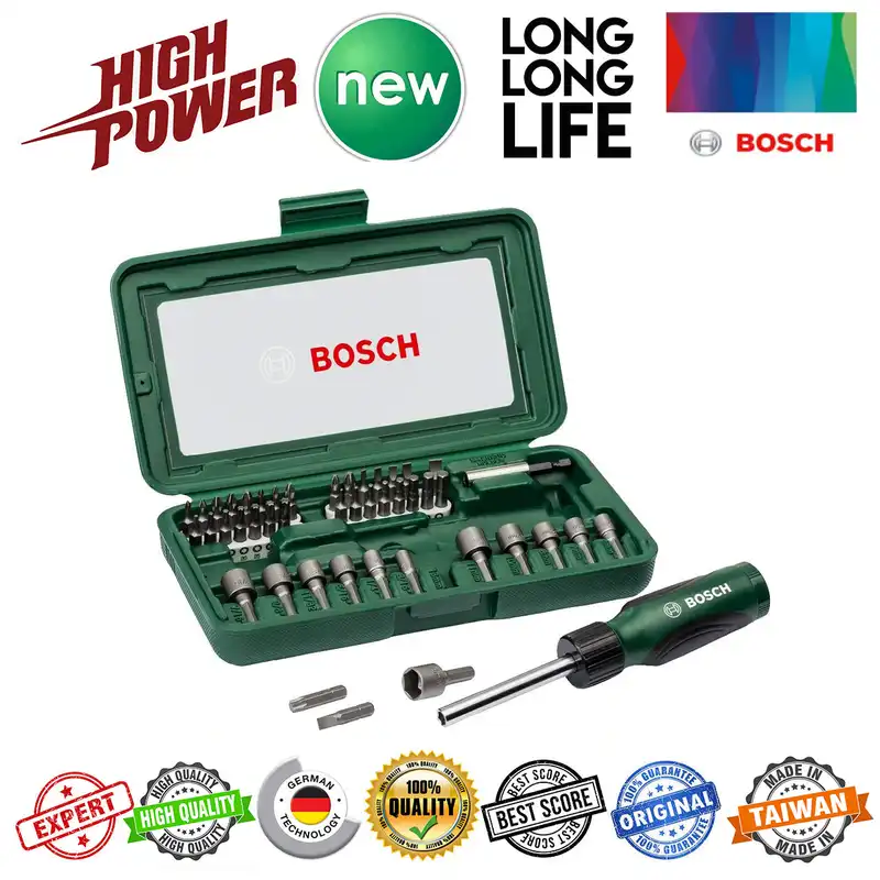 سری پیچ گوشتی و بکس بوش مدل 2607 مجموعه 46 عددی