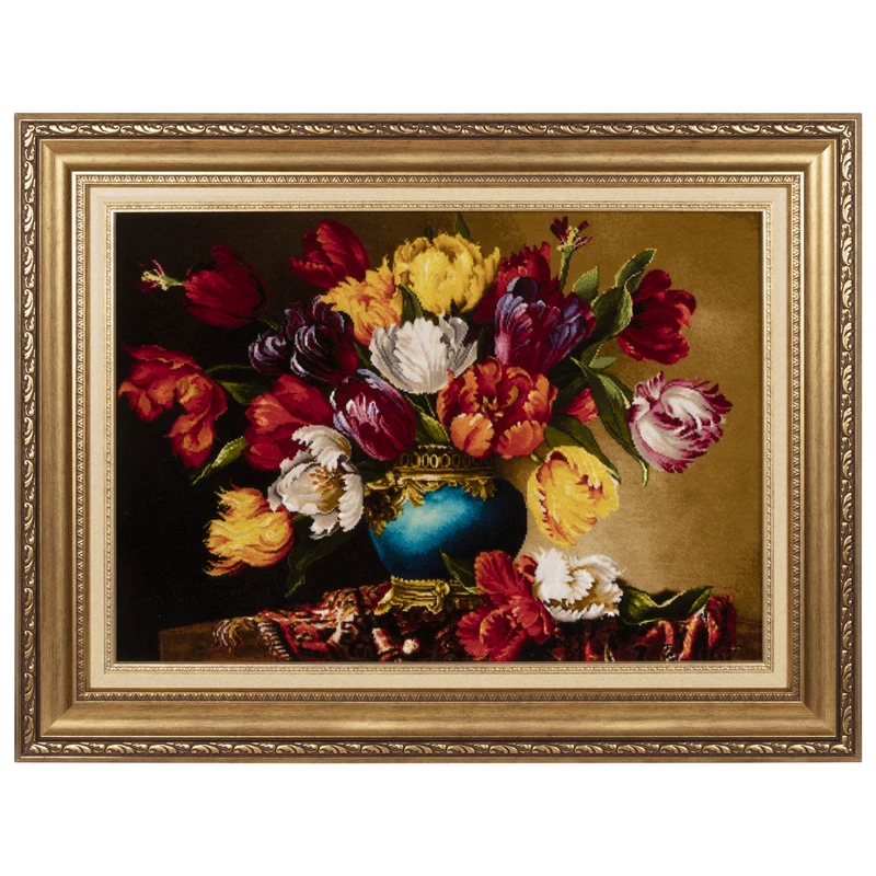 تابلو فرش دستباف سی پرشیا طرح گل در گلدان کد 903993