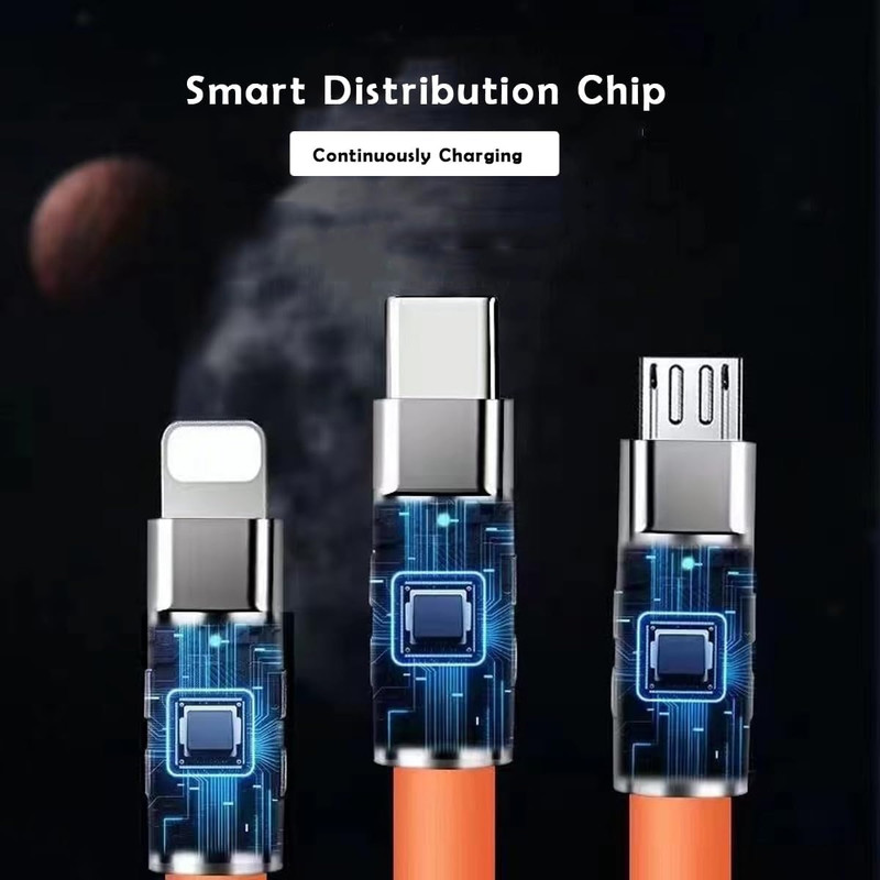 کابل تبدیل USB به micro USB / لایتنینگ / USB-C پسنجر لاین مدل 3in1 ZINC ALLOY 120W طول 1.2 متر