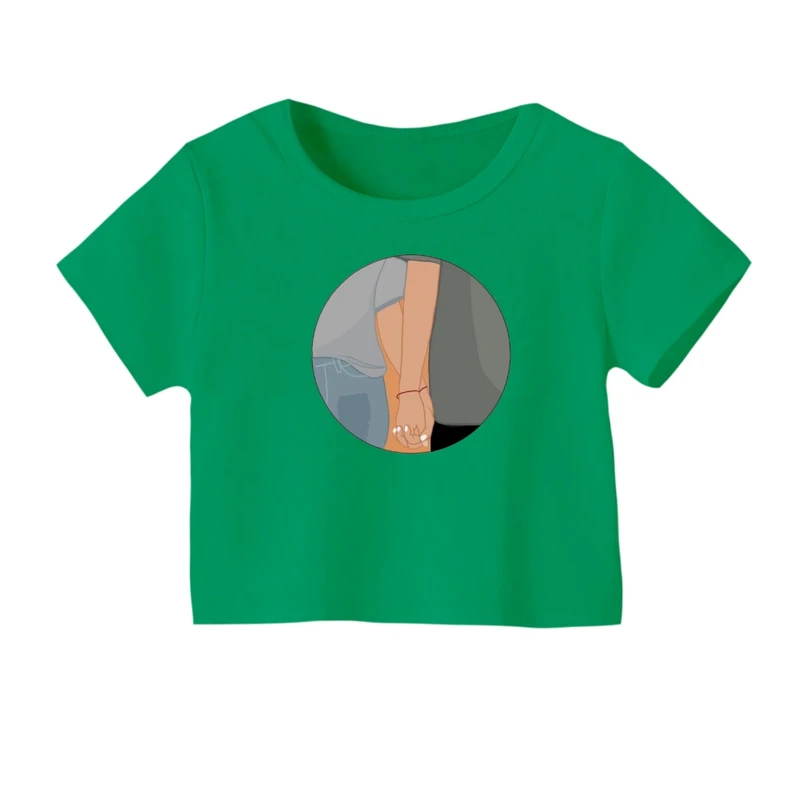 کراپ‌ تی‌شرت آستین کوتاه زنانه مدل عشق