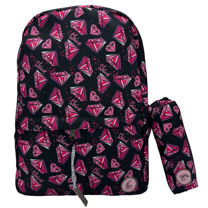 کوله پشتی ساراسا هوم طرح الماس مدل Diamond 01 به همراه جامدادی