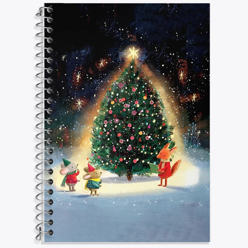 دفتر زبان 50 برگ خندالو مدل سه خط طرح درخت کریسمس کد F8295