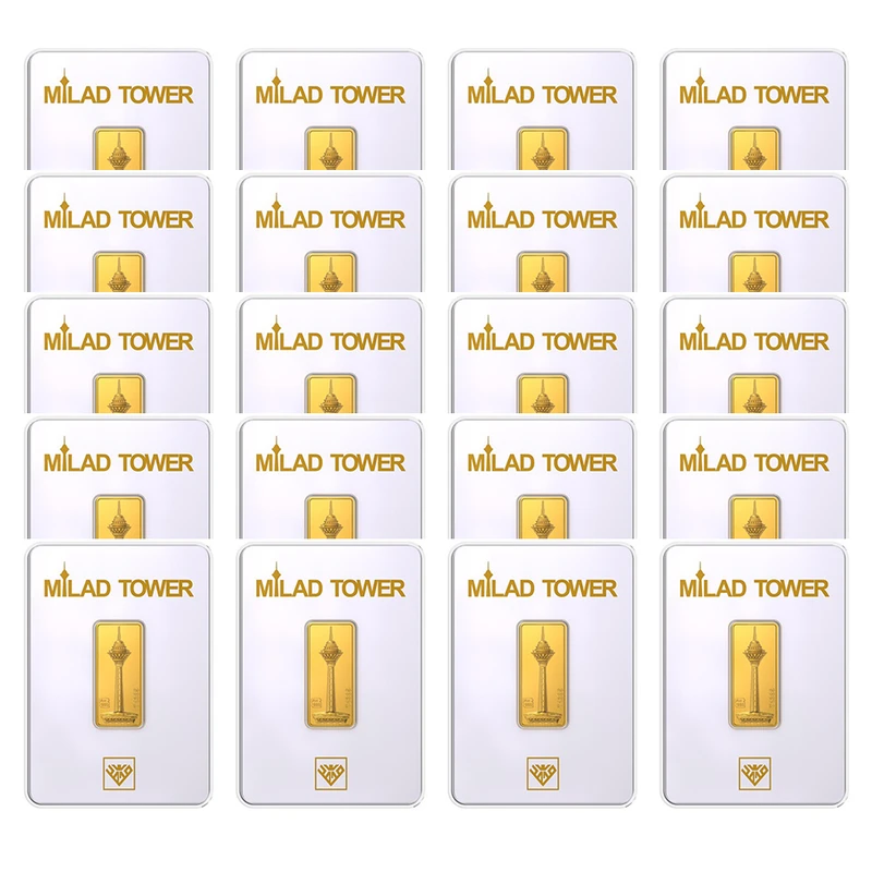 شمش طلا 24 عیار طلای محمد مدل برج میلاد کد 999.999 مجموعه 20 عددی