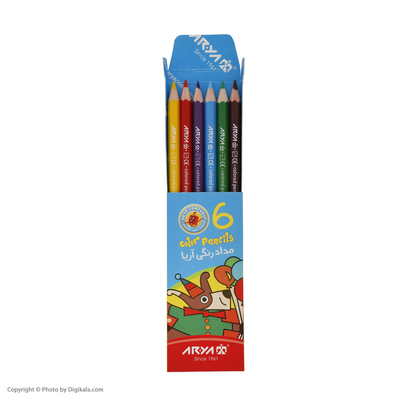 مداد رنگی 6 رنگ آریا مدل 3071