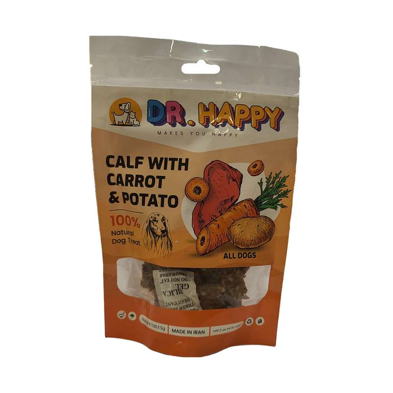 تشویقی سگ دکتر هپی مدل Calf with Carrot & potato وزن 100 گرم