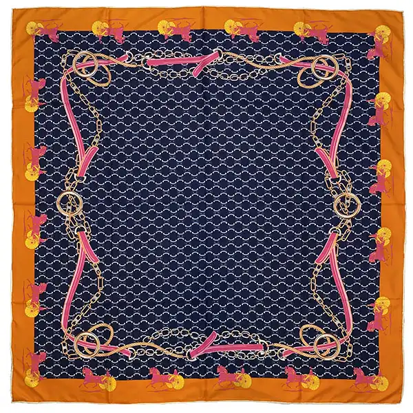 روسری زنانه مدل ابریشمی طرح اسب و ارابه کد QD2070