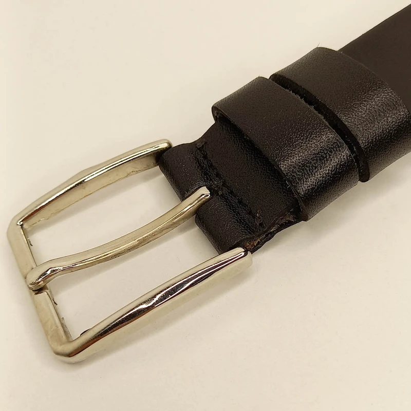 عکس شماره 4 : کمربند مردانه چرم گردو مدل ساده چرم طبیعی گاومیش کد k101