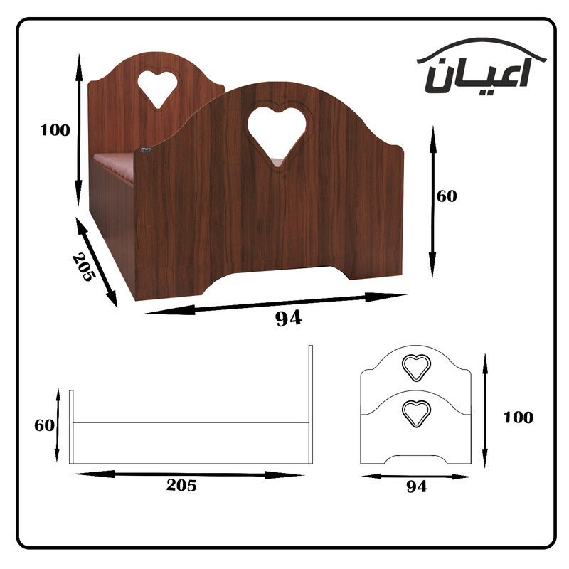 سرویس خواب یک نفره اعیان مدل FH474 طرح فانتزی سایز 90x200 سانتی متر مجموعه 4 عددی