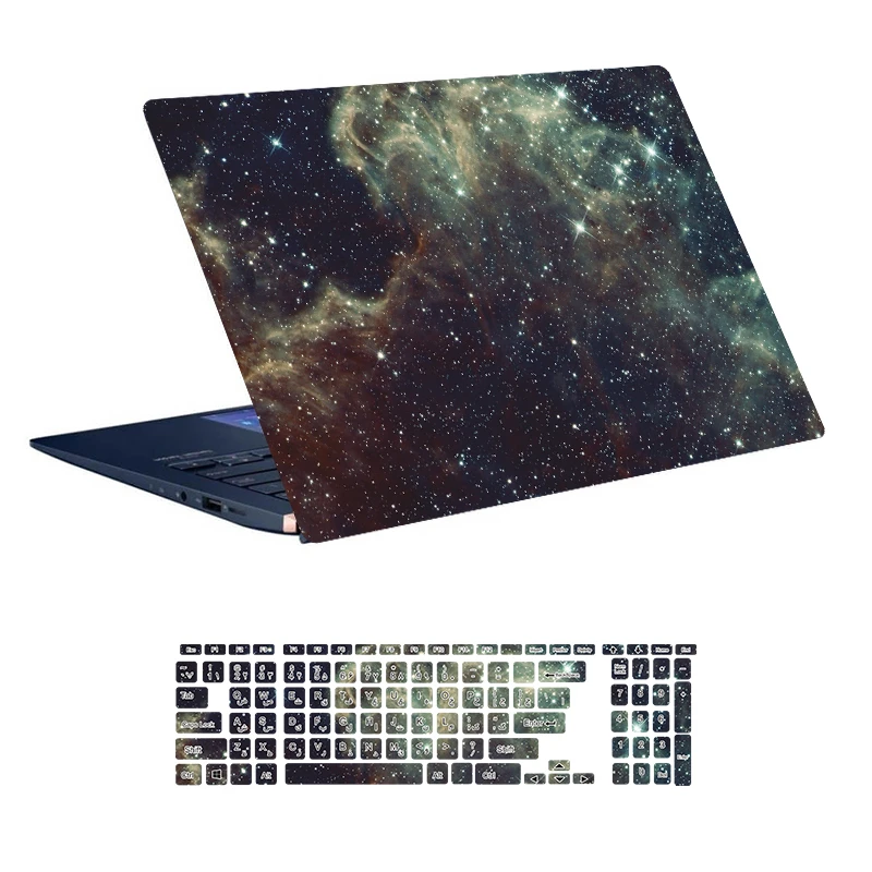 استیکر لپ تاپ توییجین و موییجین طرح Space کد 150 مناسب برای لپ تاپ 15.6 اینچ به همراه برچسب حروف فارسی کیبورد 