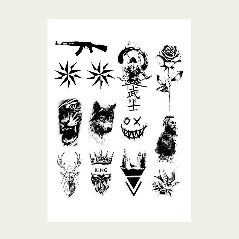 عکس شماره 8 : تتو موقت مدل مردانه مجموعه 400 عددی به همراه اسپری تتو موقت