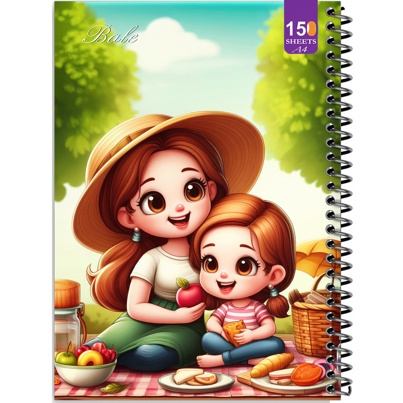 دفتر نقاشی 150 برگ انتشارات بله مدل رحلی طرح فانتزی مامان و دختر کد A4-P516