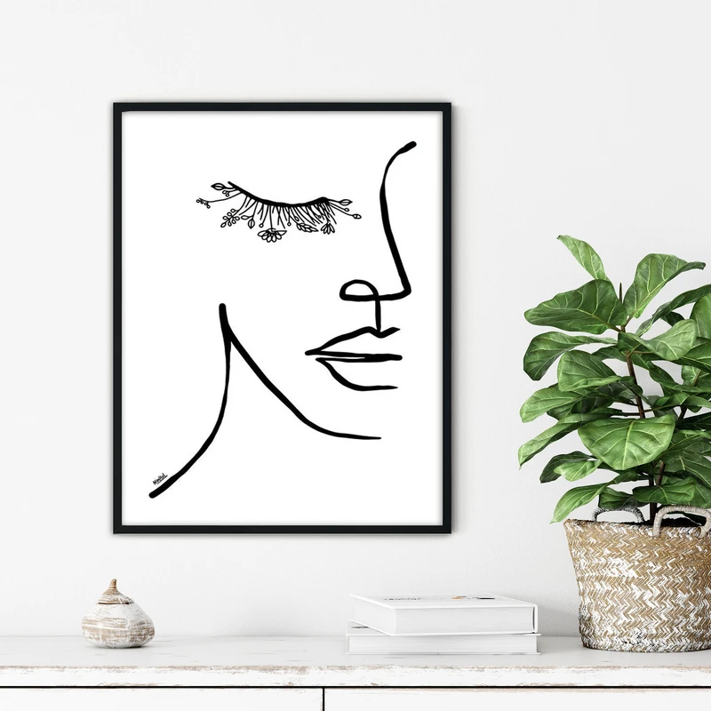 تابلو آتریسا طرح لاین آرت مدرن مدل ATFL148 فریم مشکی