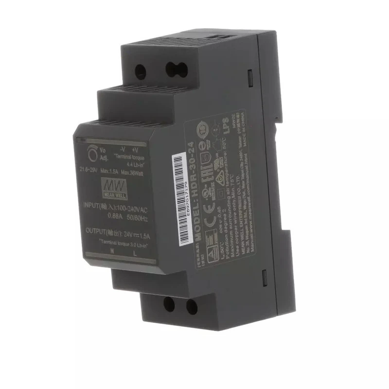 منبع تغذیه 24 ولت 1.5 آمپر مینول مدل HDR-30-24