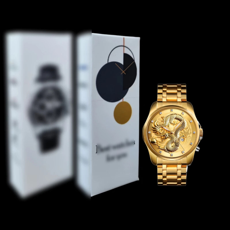 ساعت مچی عقربه‌ای مردانه مدل دراگون اژدها تک موتوره بند استیل کد 1