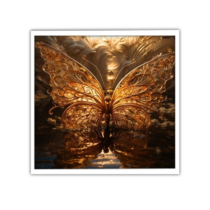 تابلو نوری بکلیت طرح پروانه طلاکوب مدل W-MID-19529