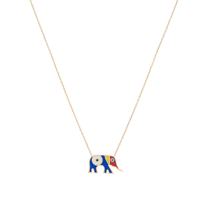 گردنبند طلا 18 عیار زنانه با زنجیر حلقهای (فلامینگو) وی گالری مدل فیل چشم نظر