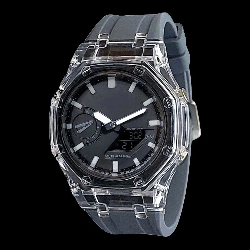 ساعت مچی دیجیتال مردانه مدل دو زمانه کرنومتر دار موتور برقی کد GA2100-GY