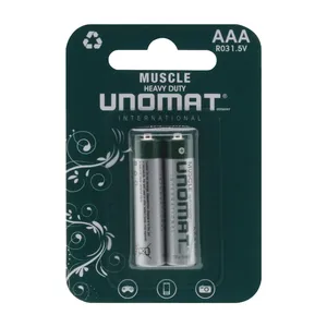 باتری نیم قلمی مدل Unomat Muscle Heavy Duty R03 بسته 2 عددی