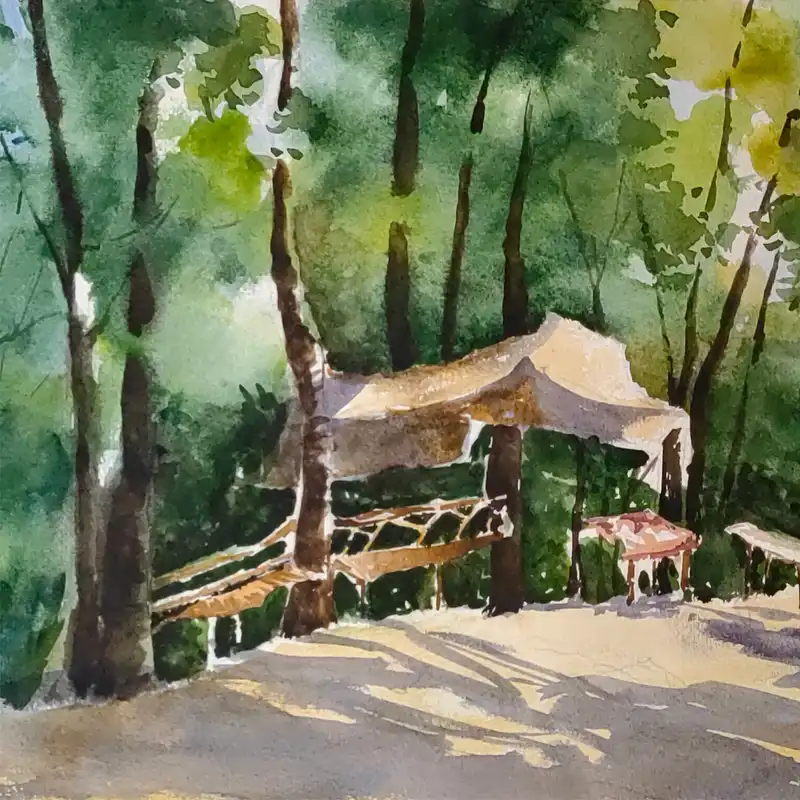 نقاشی آبرنگ طرح طبیعت کد 1017