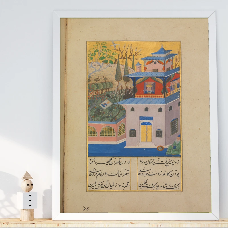 تابلو طرح نگاره سنتی مدل G00981 فریم سفید