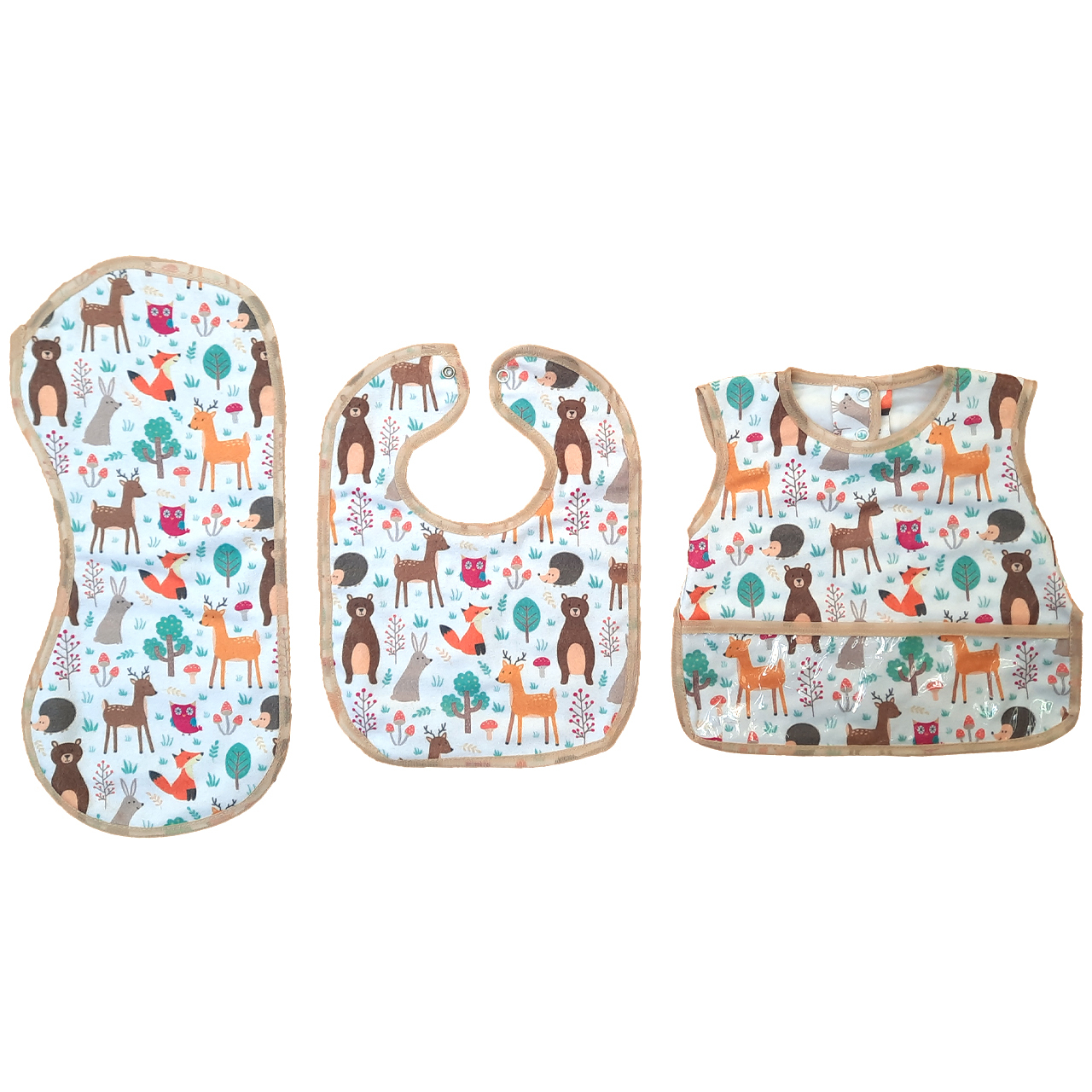 پیش بند نوزادی طرح حیوانات بسته 3 عددی