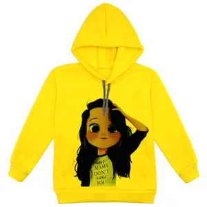 هودی دخترانه مدل دختر F09 رنگ زرد