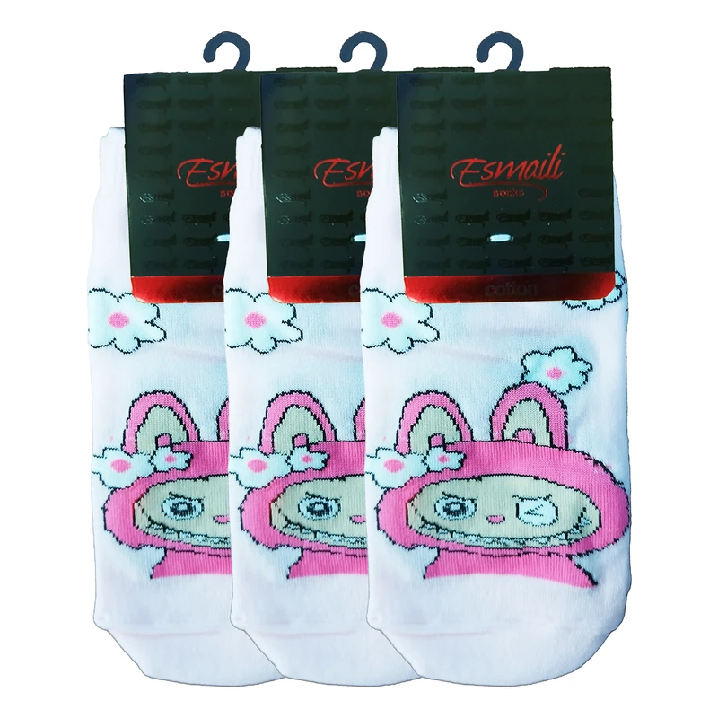 جوراب ساق کوتاه زنانه مدل لبوبو بسته 3 عددی