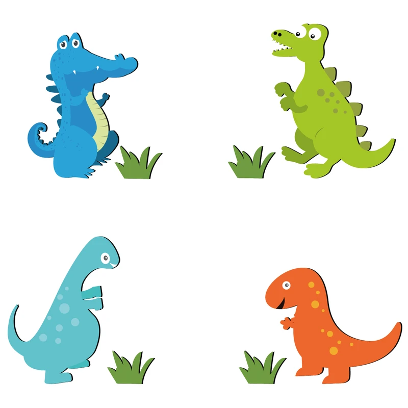 استیکر کلید و پریز چوبی ژیوار طرح دایناسور کوچولوها بسته چهار عددی