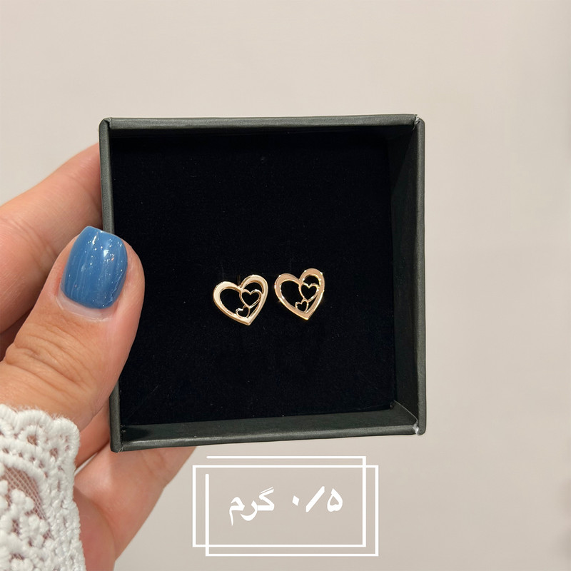 گوشواره طلا 18 عیار زنانه فرشته طرح قلب WEL-000356 - 3
