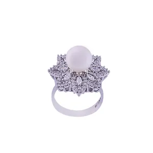 انگشتر نقره زنانه مدل  مرواریدی کد FR0049