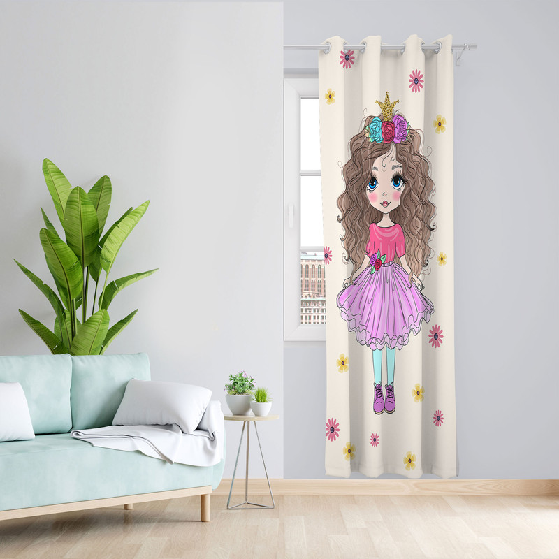 پرده مدل دخترانه مخمل پانچی کد 4705 سایز 140x200 سانتی متر