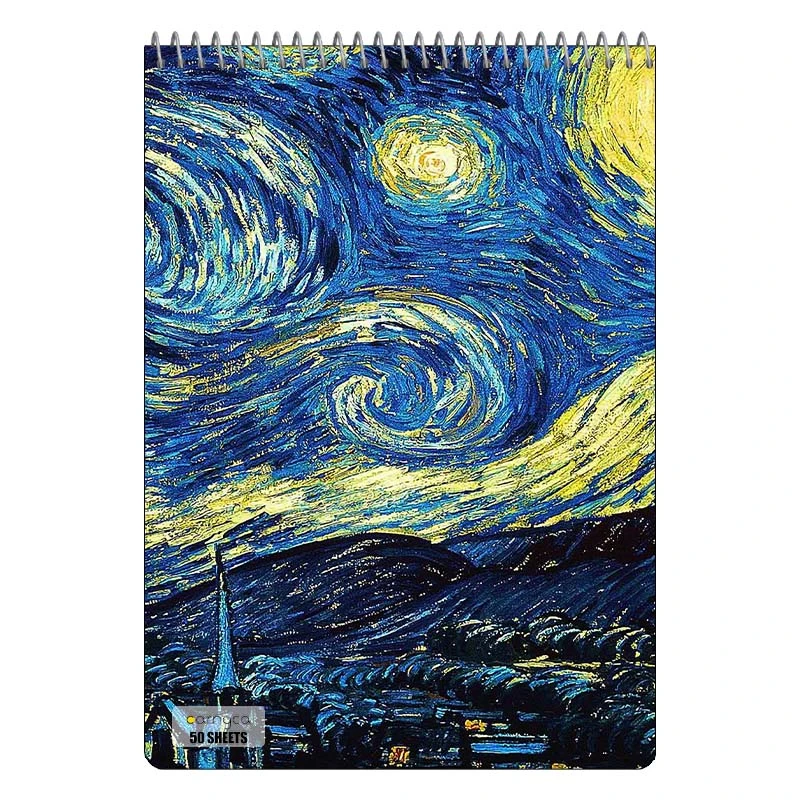 دفتر نقاشی 50 برگ سیمی کارنیکا طرح شب پرستاره فانتزی ون گوگ Fantasy Starry Night Van Gogh کد 21067