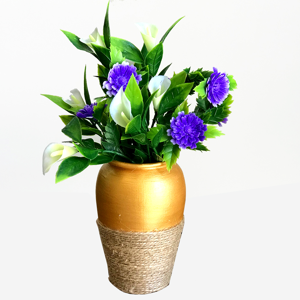 گلدان به همراه گل مصنوعی مدل مینی مینیاتور wm